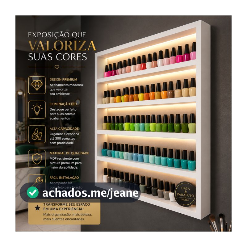 Nicho Expositor de Esmaltes Organizador de Parede para Salão de Beleza Manicure -1