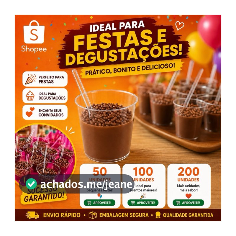 KIT COPINHO 25 ML BRIGADEIRO ACRÍLICO +  MINI COLHER Festa Aniversário Doces