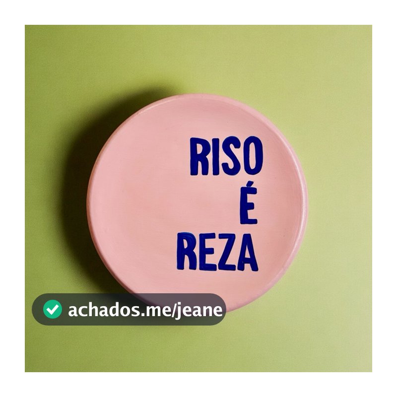 Prato Decorativo  de Parede Riso é Reza Com Suporte Para Pendurar