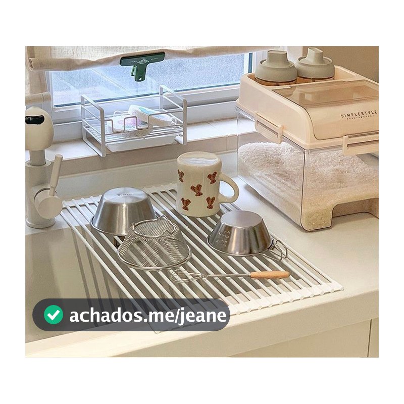 Esteira Escorredor Dobrável Em Inox Para Lavar Pratos Louças Talher E Alimentos Multifunções Pia Cozinha