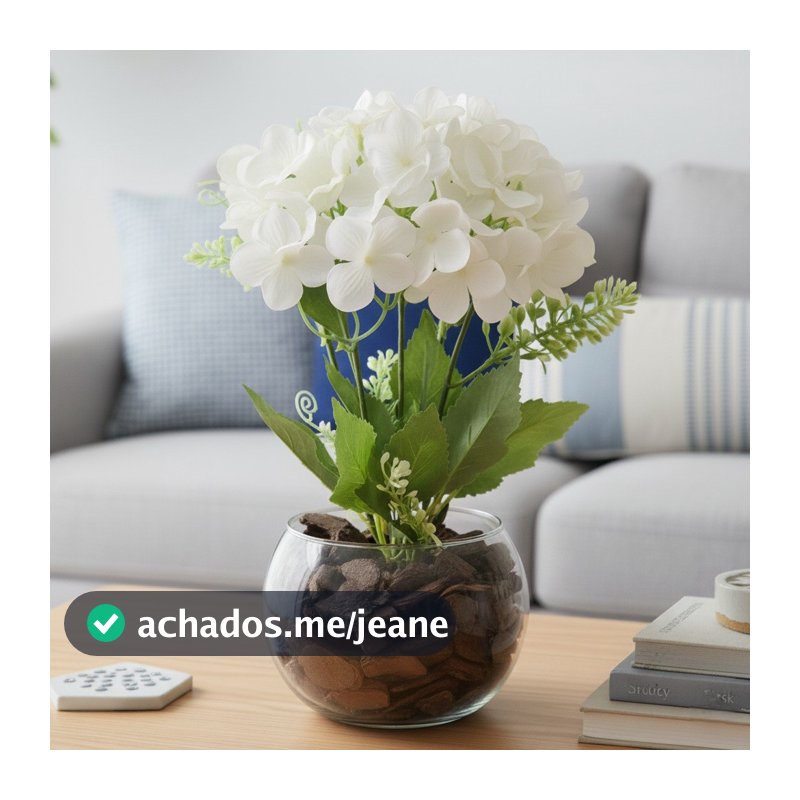 Decoração Arranjo Buque Hortensias Vaso Plantas Artificial