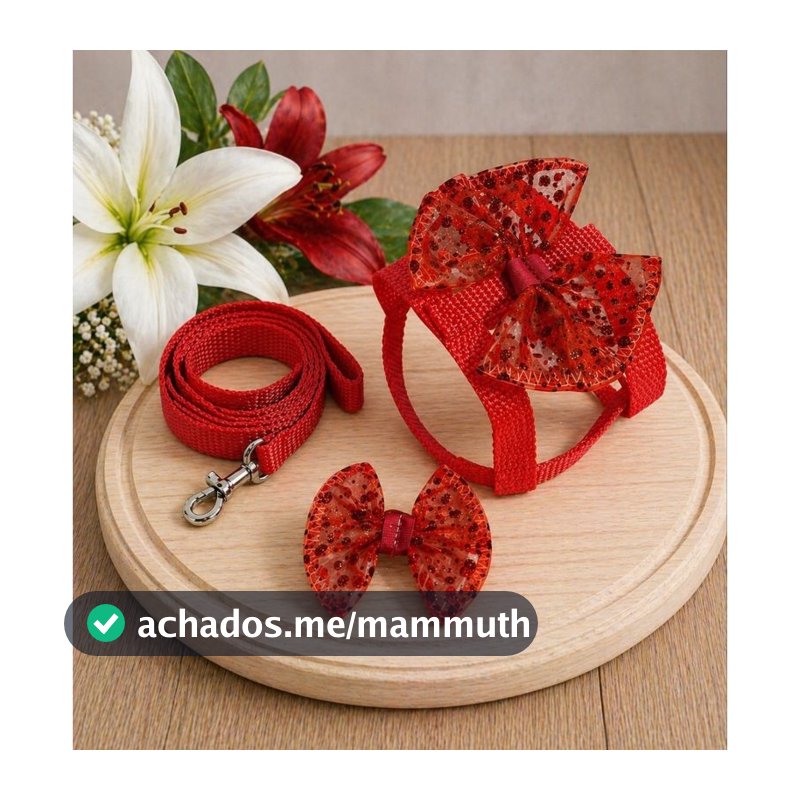 COLEIRA PEITORAL PET COM LAÇO VERMELHO