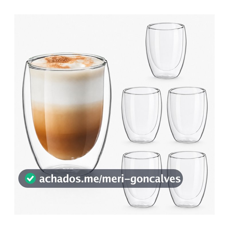 Kit com 2, 4 ou 6 Copos De Vidro Borossilicato Dupla Camada 320ml Transparente Luxo Café, chá