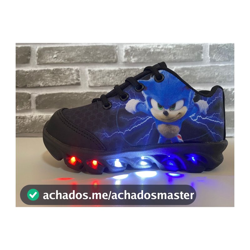 Tênis Infantil LED SONIC de Menino Com Led Luzinha Personagem tenis com luzes coloridas