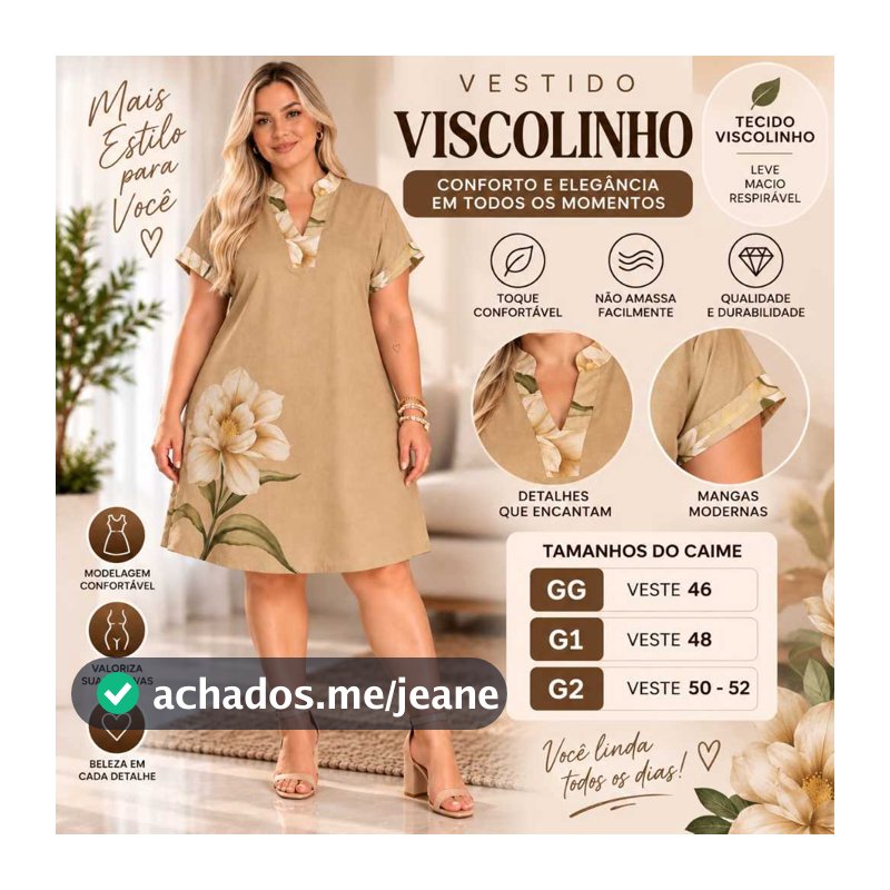 Vestido Feminino Plus Size  Estampado Soltinho Elegante Confortável Leve Macio em Viscolinho