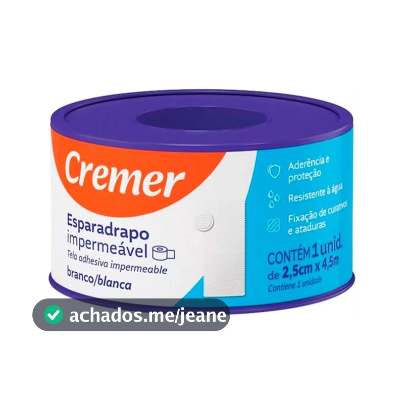 Kit 5 Esparadrapo Impermeável Cremer 2,5cm x 4,5m Branco