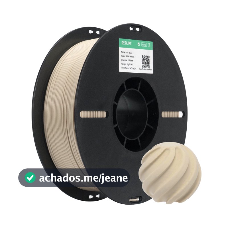 Filamento PLA ESUN para Impressora 3D - Cor Branco Osso1kg - 1,75mm