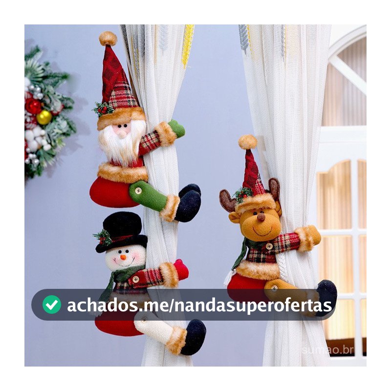 Prendedor de Cortina Natalino 12 Modelos, Papai Noel Boneco de Neve Rena, Decoração de Janela de Natal