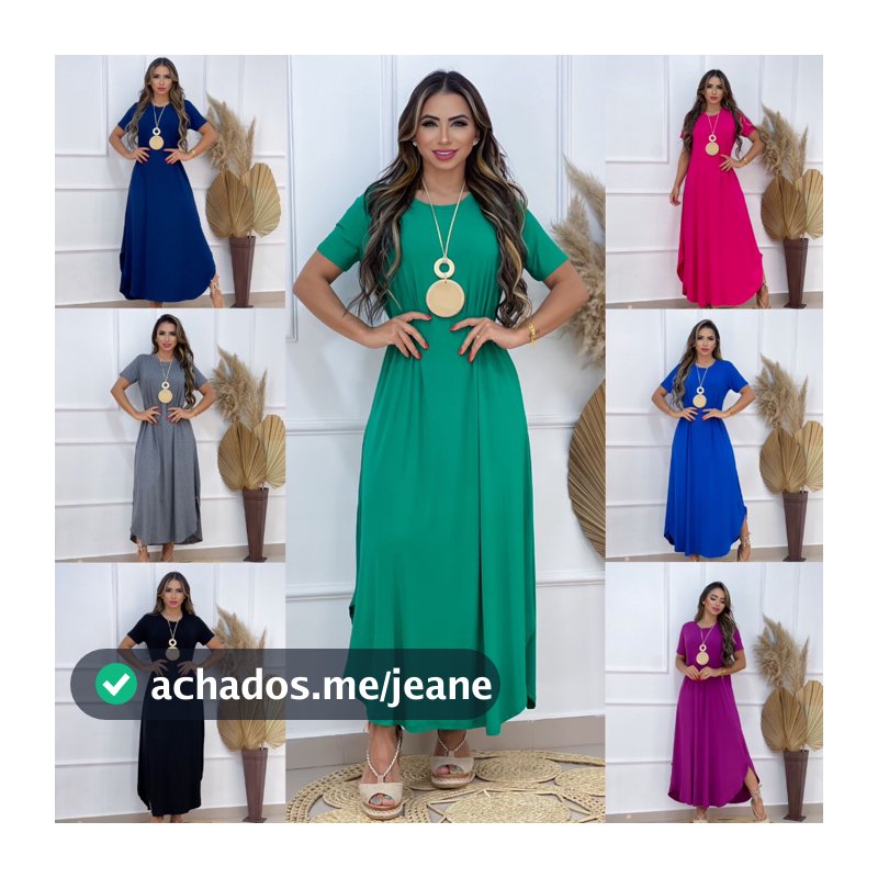 Vestido Longo Saruel Feminino Manga Viscrolaycra Roupas Femininas