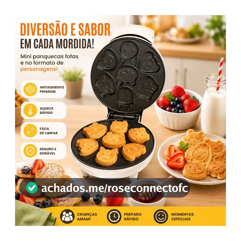 Máquina De Fazer Bolinho Cake Mini Waffle Bichinhos Elétrica 110V e 220V