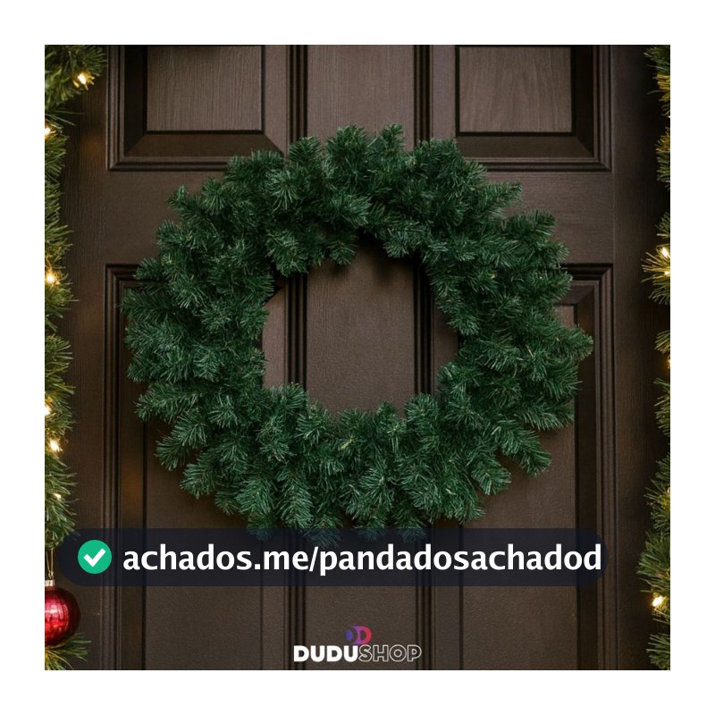 Guirlanda Natal Festão Aramado Coroa 40cm 120 Galhos Verde Decoração Natalina Guirlanda Festas VMP