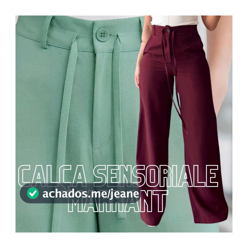 Calça Pantalona Social Feminino Sensorial Marrant Cintura AltaTendencia 2026 Com Ziper E Botãon M-G1