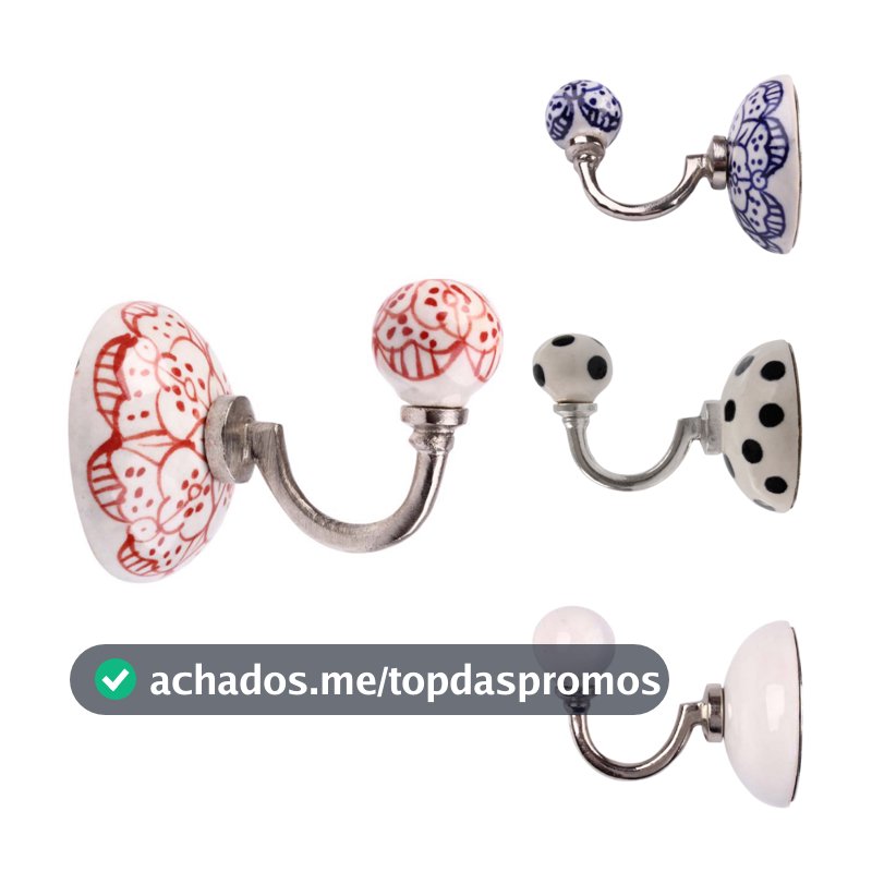 Cabide Gancho de Parede em Cerâmica Pendurar Roupas Metal Suporte Fácil Instalação Organizador