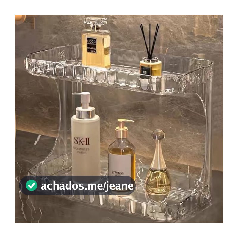 Prateleira Organizador 2 Andares Banheiro Multiuso Porta Maquiagem Cosméticos Acrilico Diamante