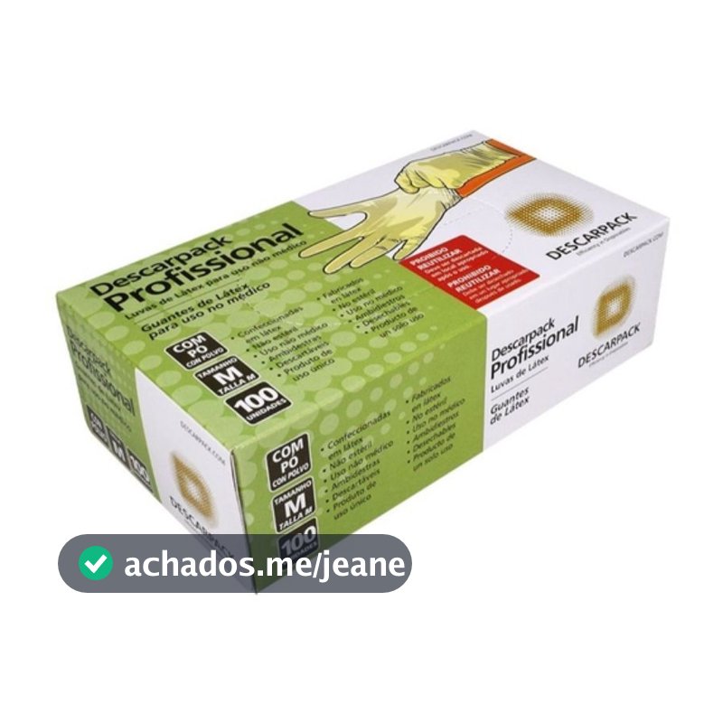 kit Luva Látex Descartável Com 100 UN