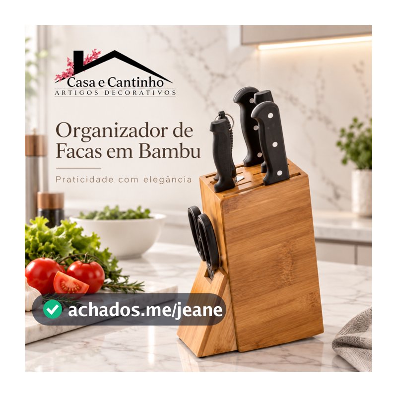 Faqueiro de Bambu Organizador de Faca Tesoura Utensílios de Cozinha de Bancada Anti Fungos