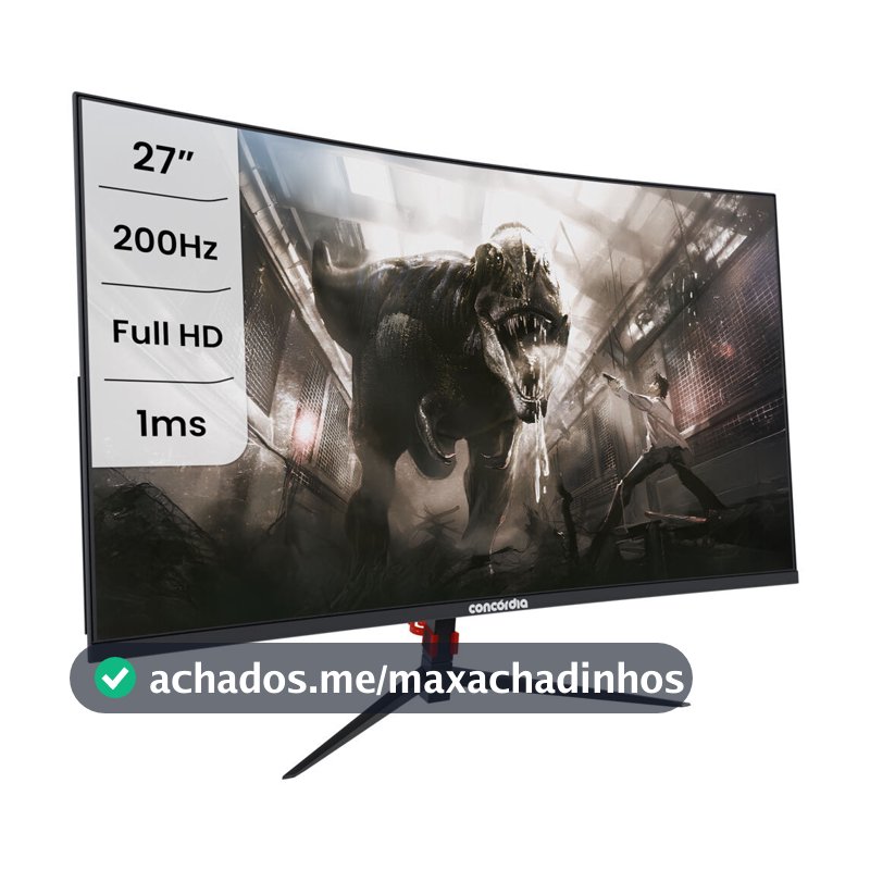 Monitor Concórdia Gamer Curvo 27" CZ270F 200hz Led Full HD 1ms 2xHDMI, DP  sRGB 100% Freesync Premium