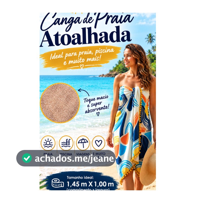 Canga de Praia Atoalhada Saída de Praia viscose e pompom para Piscina Verão
