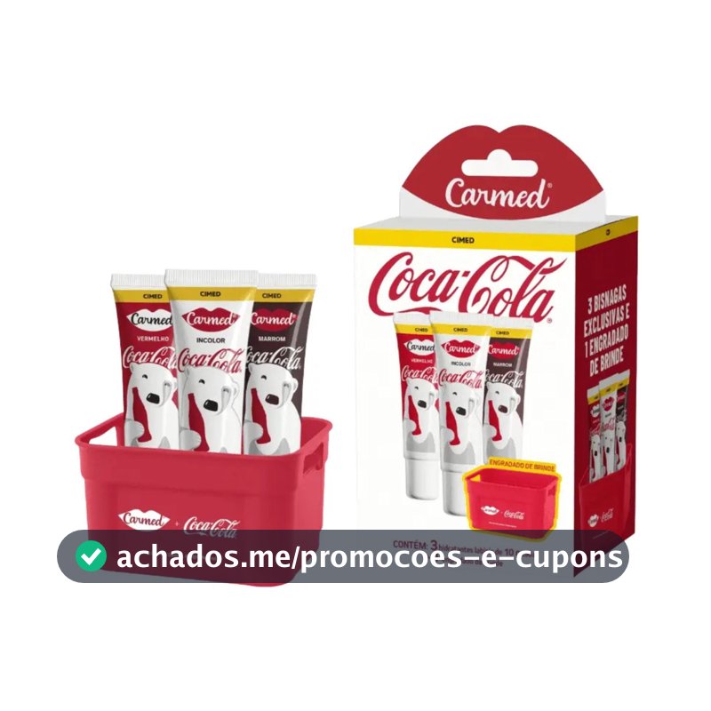 Kit Carmed Coca-Cola 3 Hidratantes Labiais 10g + Engradado