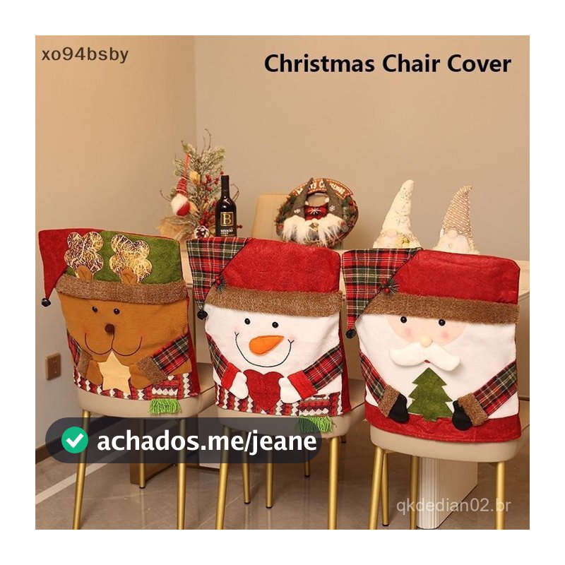 xo94bsby Capas de Cadeira de Natal Capa de Assento Decoração de Decoração de Natal Estatueta de Cadeira Renas