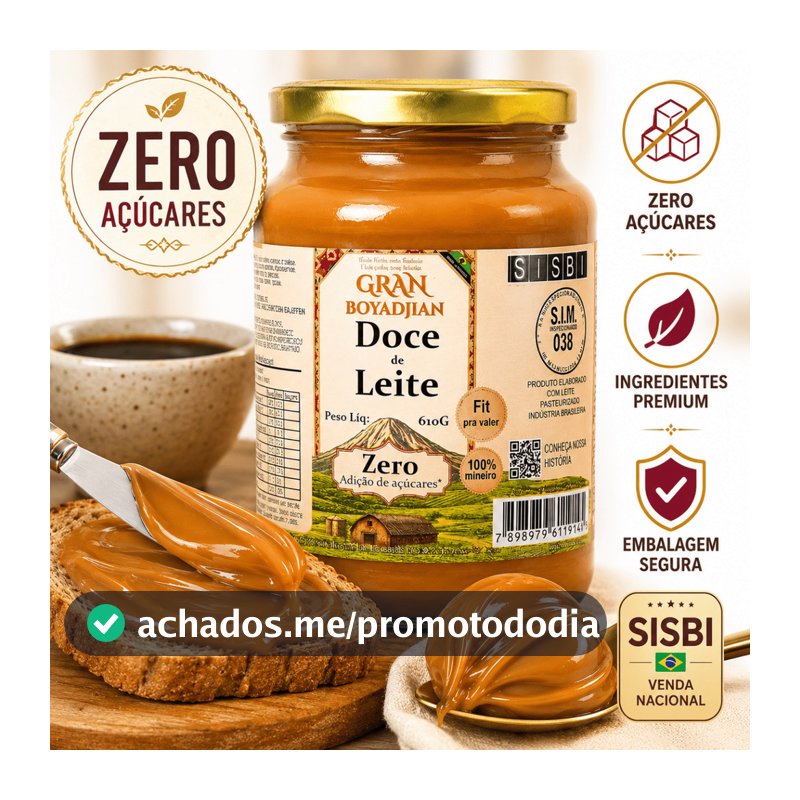 Doce de Leite Diet Cremoso Sem Adição de Açúcar 400g ou 600g Gran Boyadjian