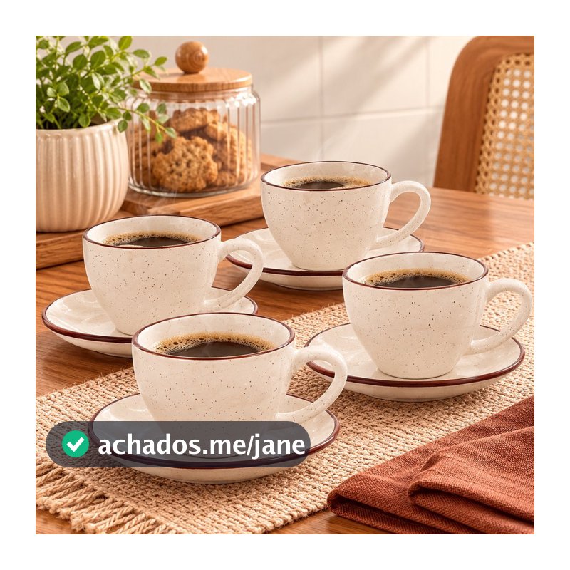 Conjunto 4 Xícaras para Café Bahamas 85ml em Cerâmica - Hauskraft Premium