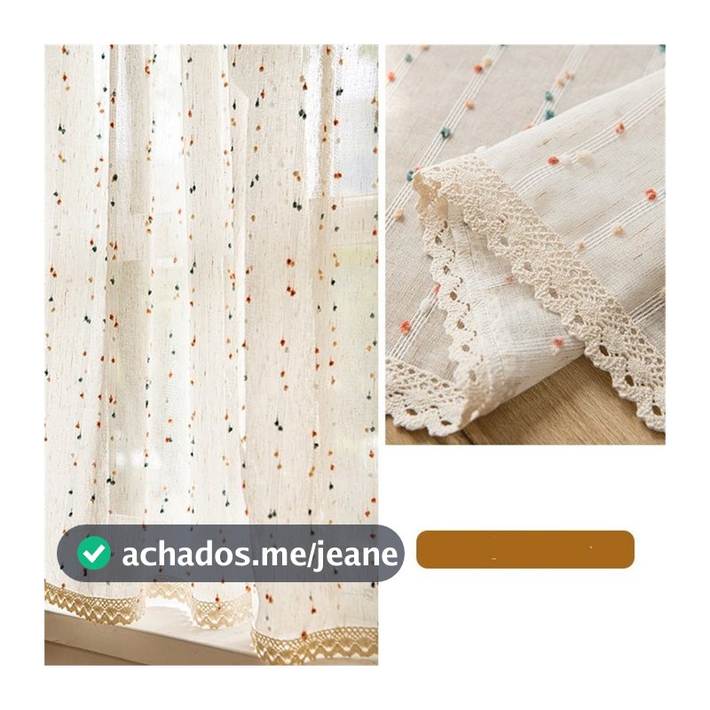 Cortina curta listrada colorida com pompom para cozinha, linho, boho, saia, camada, banheiro, pequena, filtragem de luz