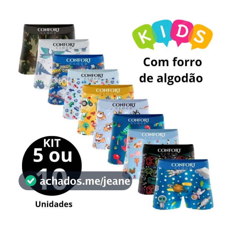 Kit Cuecas box Infantil Microfibra Cueca Boxer para Crianças