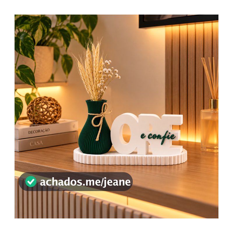 Kit Decorativo Ore e Confie Com Plantinha Enfeite, Decoração Estante, Decoração Rack, Escritório, Prateleira