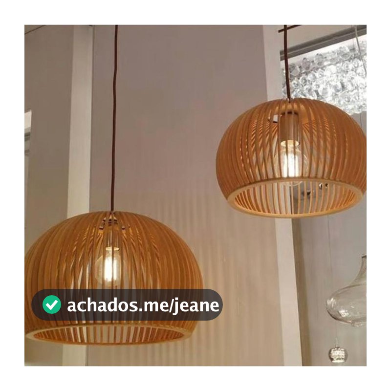 Kit com 2 Lustre Luxuoso Madeira Para Decoração Ambiente Externo e Interno