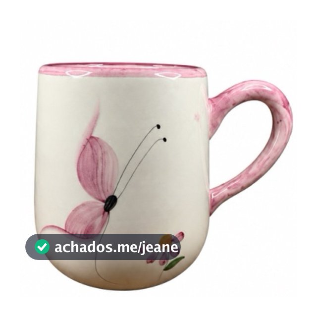 Caneca Grande de Cerâmica Borboleta Rosa 450ml | Elegante e Perfeita para Café e Chá
