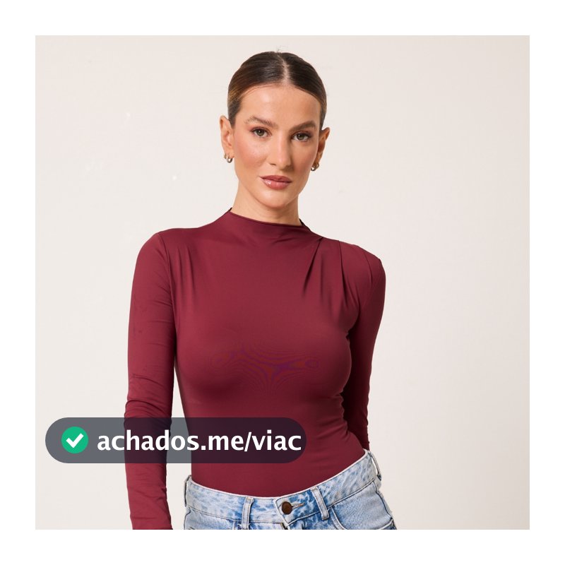 Body Feminino Gola Alta Manga Longa Poliamida Cléa Store