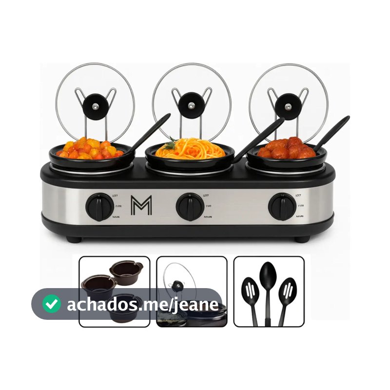 Rechaud Elétrico Members Triplo Buffet Slow Cooker 3 Panelas 220V