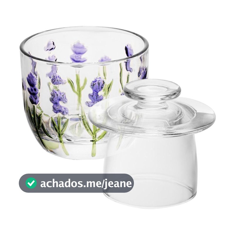 Manteigueira Francesa Lyor Lavanda Hand Painting Cristal Ecológico 9,4cm x 9,8cm para Mesa Posta Café da Manhã Especiais
