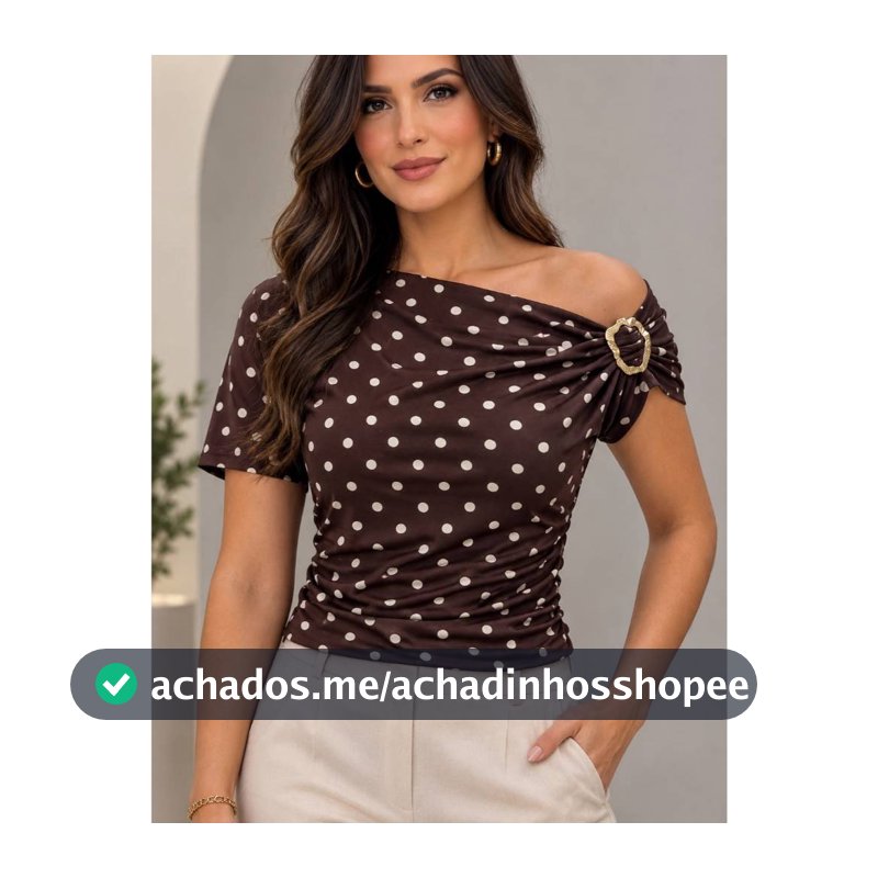 Blusa Feminina ombro caído, Romantic Detalhe Ombro Argola Franzida Elegante, para todas as ocasiões
