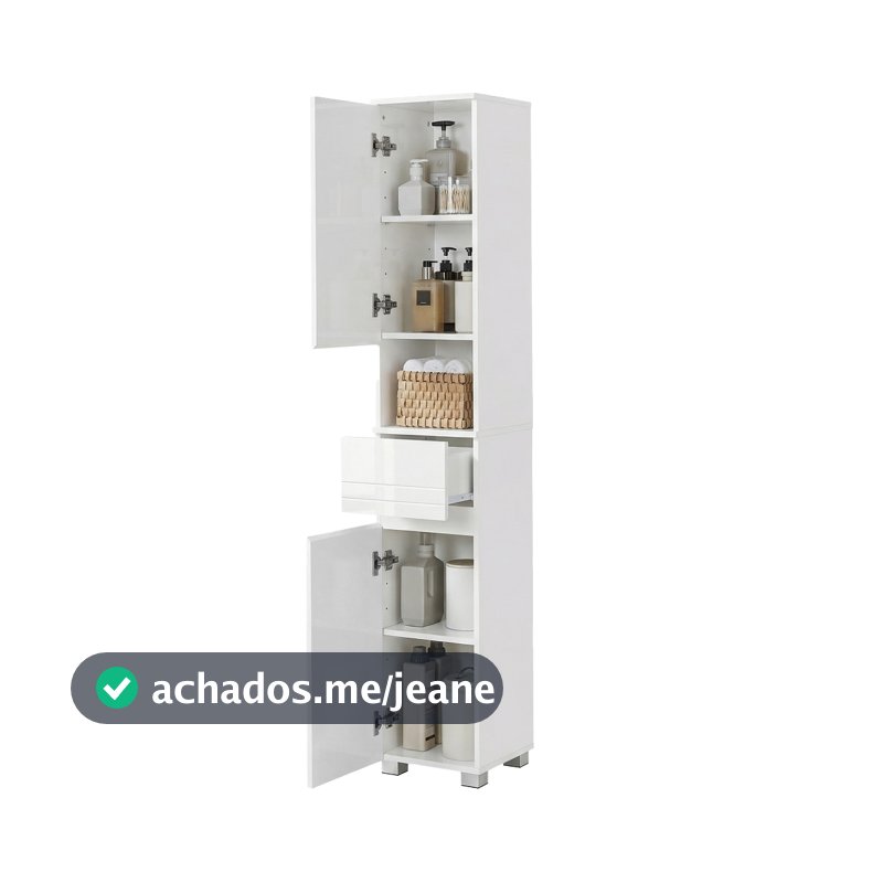 SONGMICS Armário Multiuso Gabinete com Prateleiras Ajustáveis e Gaveta, Organizador Vertical, Lavanderia/Cozinha/Quarto