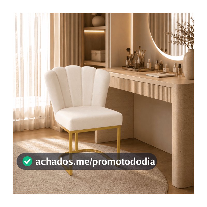 Poltrona Cadeira Pétala Salão de Beleza Manicure Penteadeira Base de Ferro Dourado
