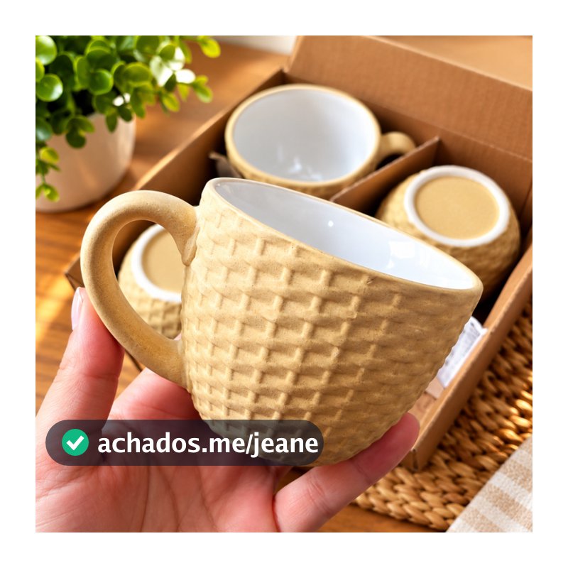 Conjunto de Xicaras de Porcelana 230ml 4 Unidades Hauskraft Rattan Premium