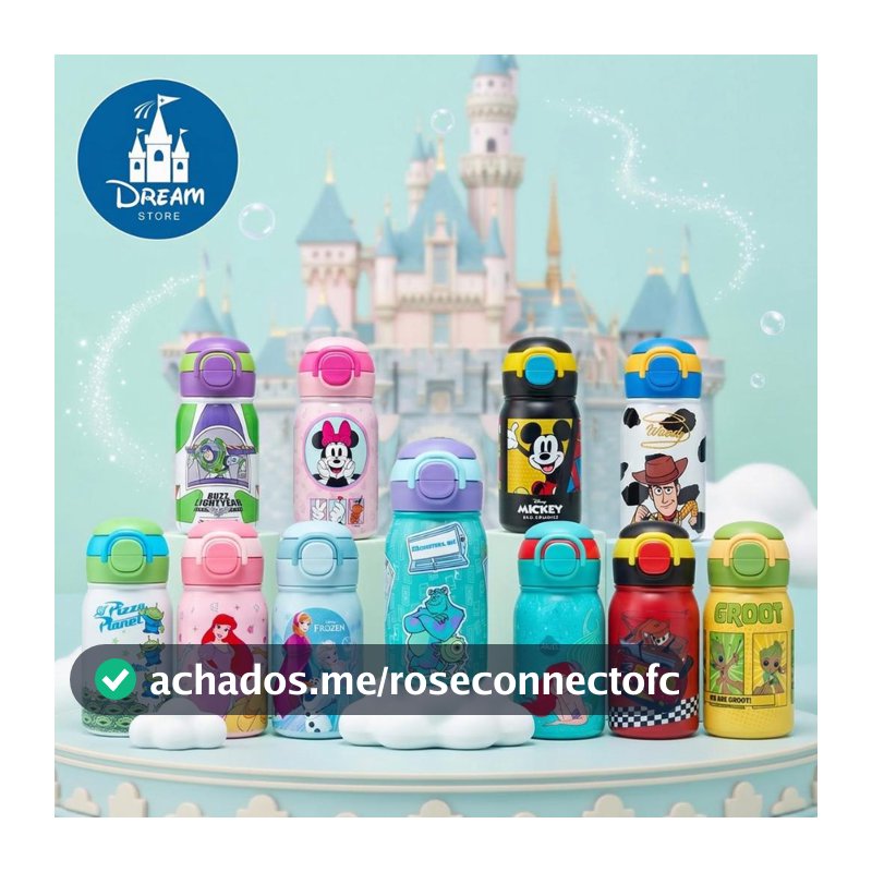 Garrafas Térmicas Personagens Disney Inox Bocal Duplo 500ml