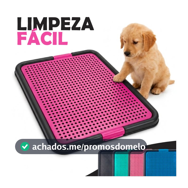 Sanitário Pet Grande com Grade Tapete Higiênico para Cães Lavável com Kit Educador Xixi Sim e Não