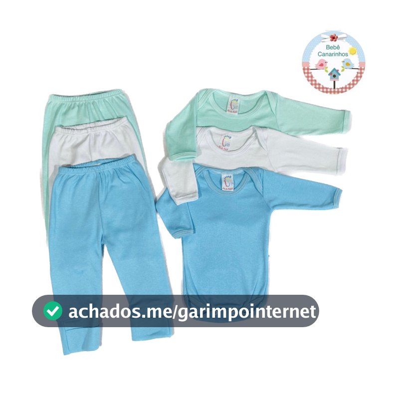KIT 6 PEÇAS! BODYS MANGA LONGA E MIJŌES de Bebê Suedine 100% algodão. Calça com Pé Reversível e Bodys Manga Longa