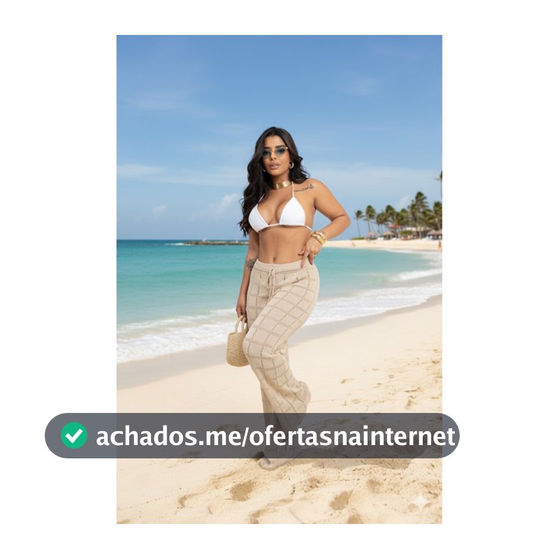 Calça Saída de Praia Tricot Crochê Tendência Moda Praia | Calça Pantalona Tricô Verão Moda Feminina