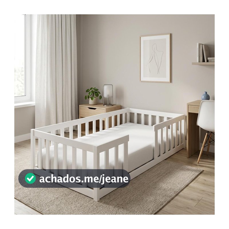 Cama Montessoriana Solteiro em Madeira Maciça Branco