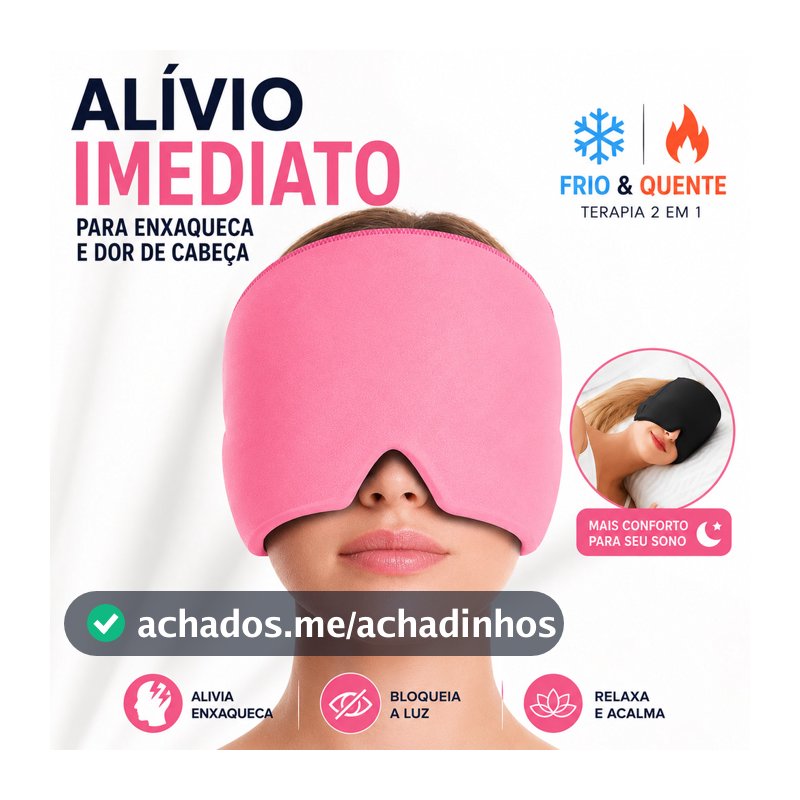 Touca Para Enxaqueca Gel Frio Quente Máscara Anti Luz Alívio Imediato Dor de Cabeça e Insônia