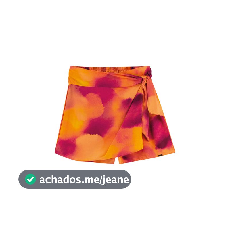Short Saia Feminino Curto Estampado Digital Marialícia Rosa