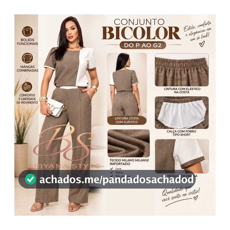 Conjunto Feminino  do P ATE G2 Elegante Luxo Blusa e Calça forrado (Tecido  MILANO MELANGE) Leve, Confortável Verão