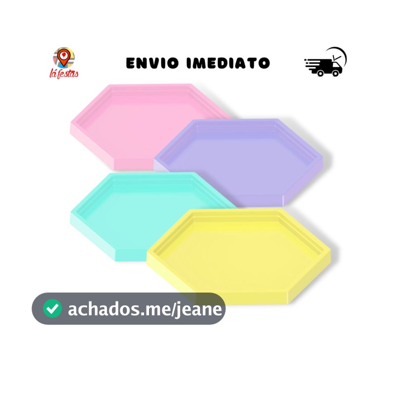 Kit C/ 4 Un Bandeja Decorativa Sextavada 17x17 Várias Cores