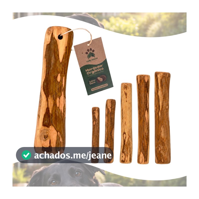 Mordedor Para Cachorro Natural Produto Rustico Madeira de Café Sabor Côco Vários Tamanhos Anti Estresse Pet
