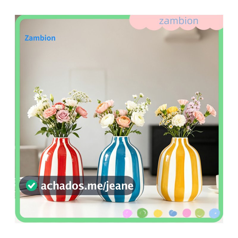 Vaso De Cerâmica Listrado , Decorativo Moderno , Suporte De Flores Minimalista Para Sala De Estar , Mesa