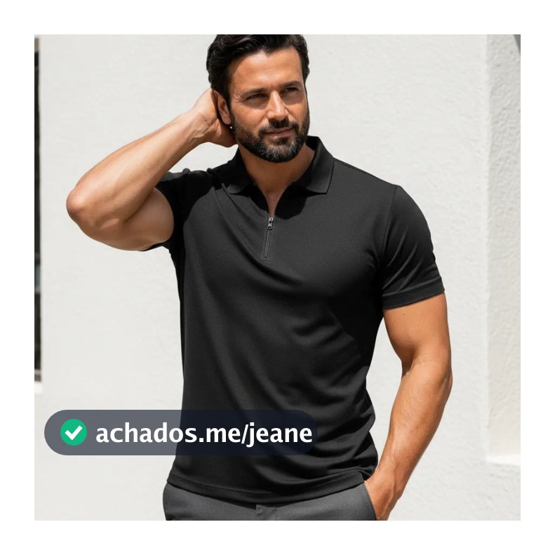 Camisa Polo Masculina Tecnológica Premium Tecido Poliamida Frio com Zíper Elastano